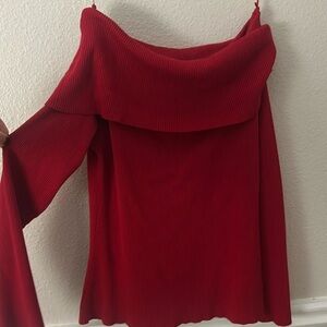 NWOT intempo Valentine’s Day RIBBED off the shoulder RED sweater